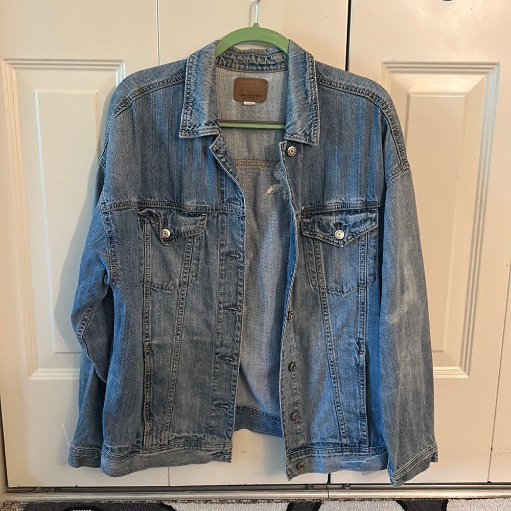 American Eagle denim jacket with back patch